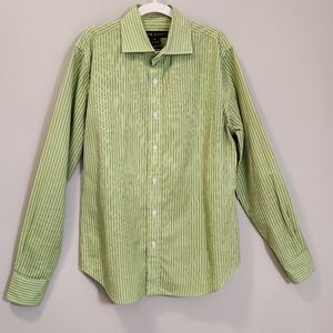 Ralph Lauren Black Label Women's Slim Fit Button Down Shirt Size 6 Green Stripe